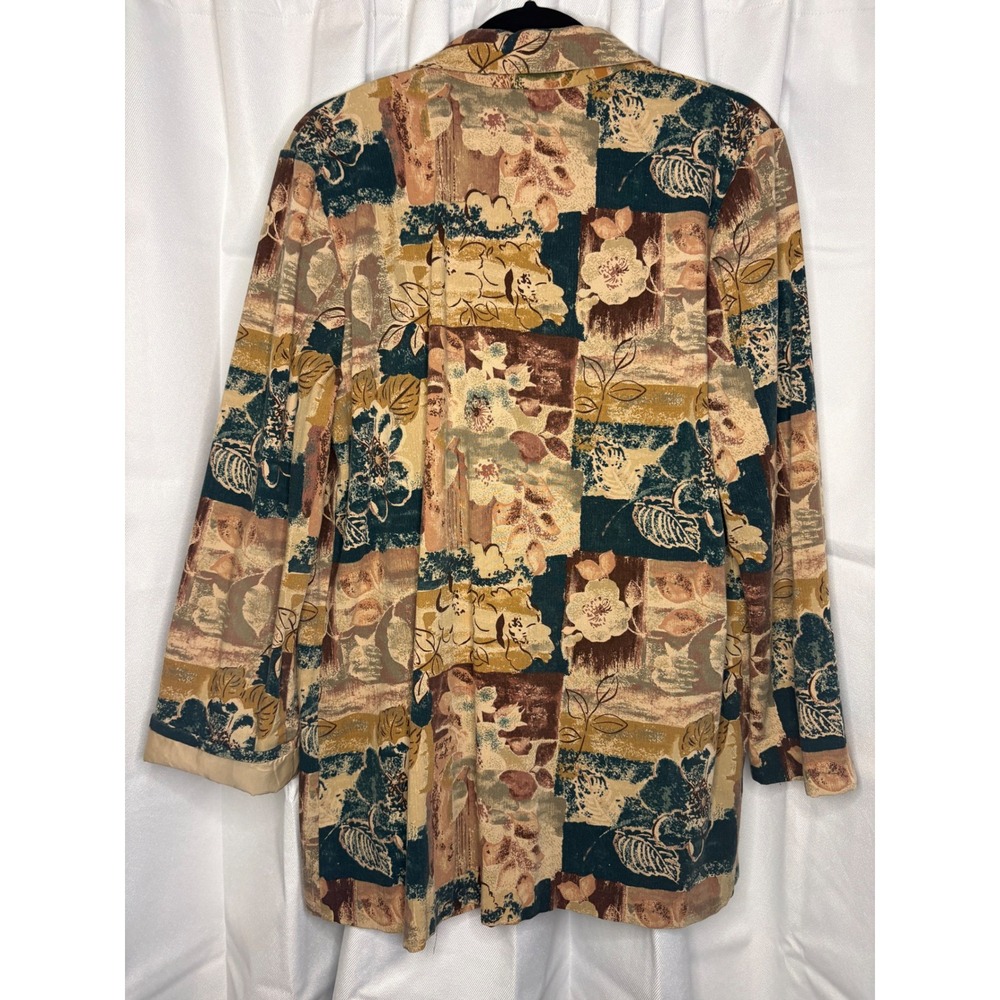 Vintage 80s/90s Earth Tone Artistic Floral Abstract Collage Boho Blazer Medium - Picture 3 of 8